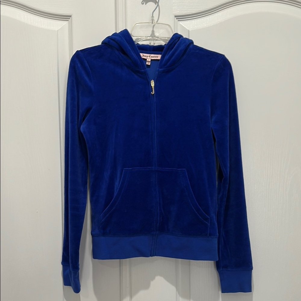 Vintage Juicy Couture Royal Blue Velour Zip-Up Hoodie